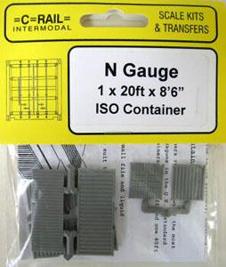 N Scale - C-Rail-Intermodal - N-20f-kit - Container, 20 Foot, Corrugated, Dry - Undecorated