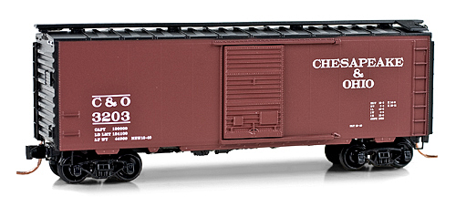 N Scale - Micro-Trains - 020 00 276 - Boxcar, 40 Foot, PS-1 - Chesapeake & Ohio - 3203