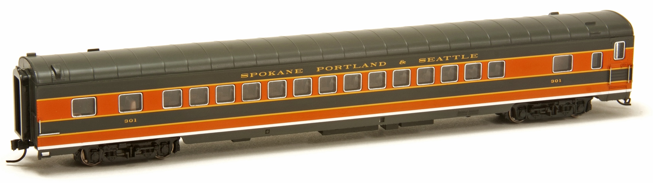 N Scale - RailSmith - 75114 - Passenger Car, Lightweight, Pullman, Coach - Spokane Portland & Seattle - 301