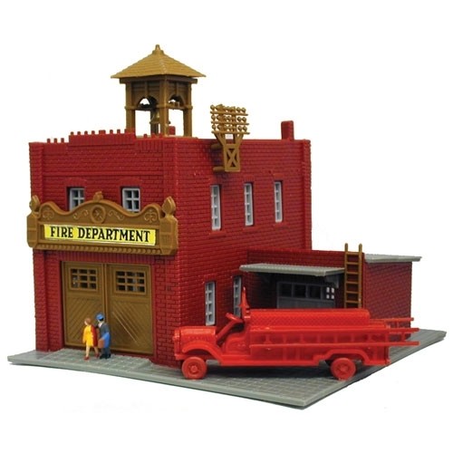 N Scale - Model Power - 2565 - Structure, Building , Municipal, Fire House - Municipal Structures - Fire House with Fire Engine