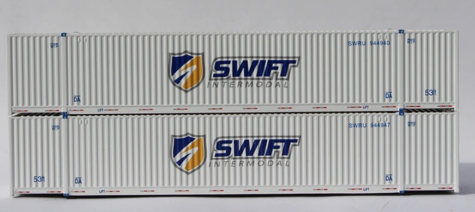 N Scale - Jacksonville Terminal - 537027 - Container, 53 Foot, Corrugated - Swift Intermodal - 2-Pack