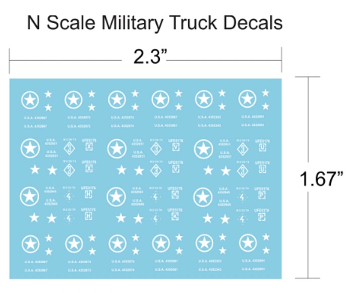 N Scale - EA Electronics - 9001N - Decals, US Military Truck - United States Army