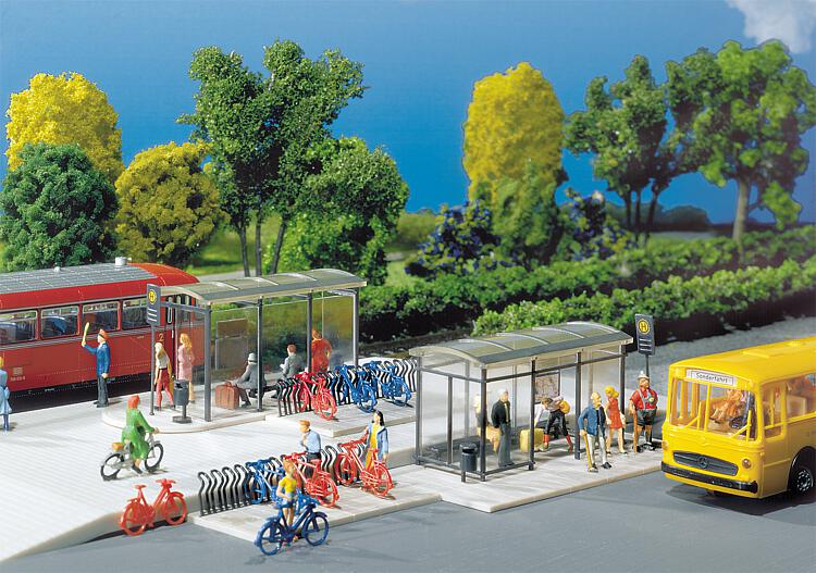 N Scale - Faller - 272543 - Scenery, Bus Stop, Bike Rack - Scenery