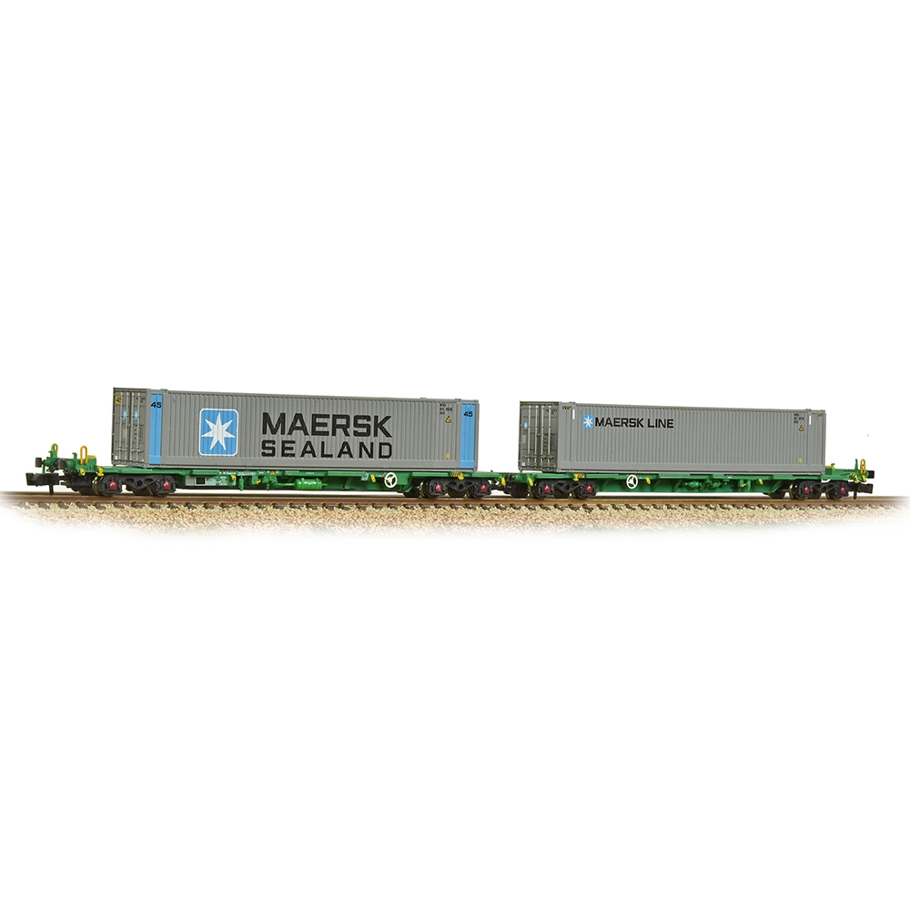 N Scale - Graham Farish - 377-369 - Flatcar, FIA Intermodal Bogie Wagon - Painted/Lettered - 2-Pack