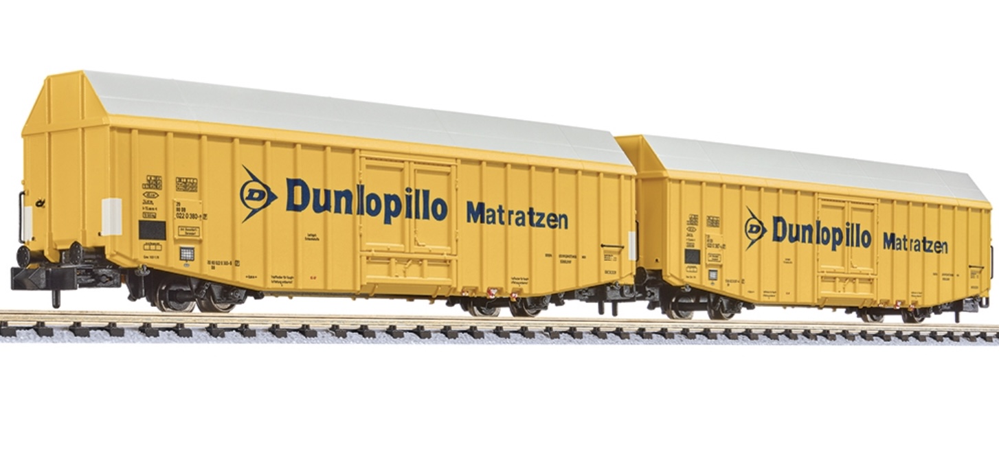 N Scale - Liliput - L260160 - Freight Wagon, Type Hbbks Medium, Ep.IV - Dunlopillo - 2-Pack