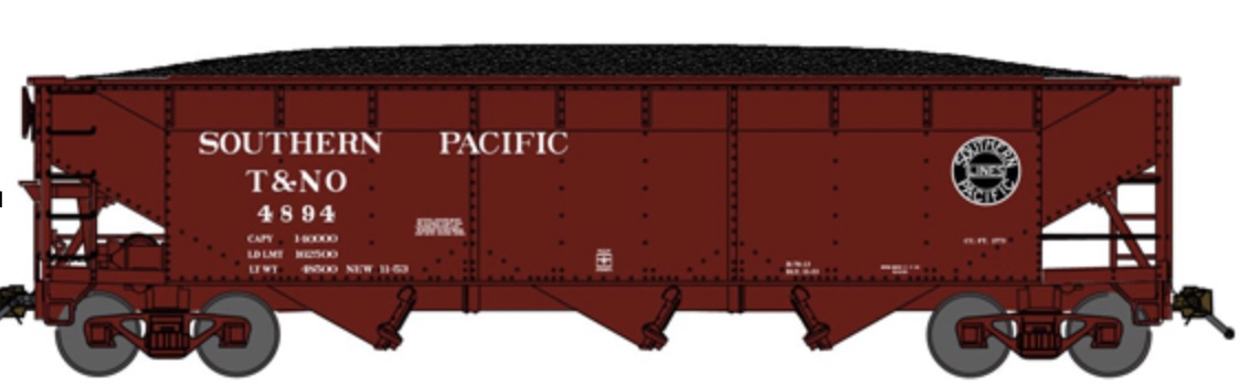 N Scale - Bluford Shops - 74158 - Open Hopper, 3-Bay, 70 Ton Offset - Southern Pacific - 4670