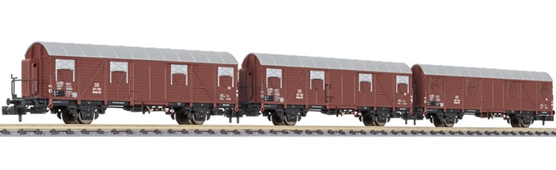 N Scale - Liliput - L260146 - Covered Wagon, Glmhs 50, Ep.III - Deutsche Bahn - 3-Pack