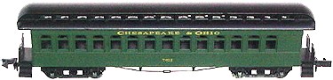 N Scale - Roundhouse - 89489 - Passenger Car, Early, Overton - Chesapeake & Ohio - 4-Pack