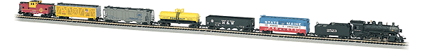 N Scale - Bachmann - 24122 - Freight Train, Steam, North American,  Transition - Santa Fe - Spectrum Station Master Steam Freight Set