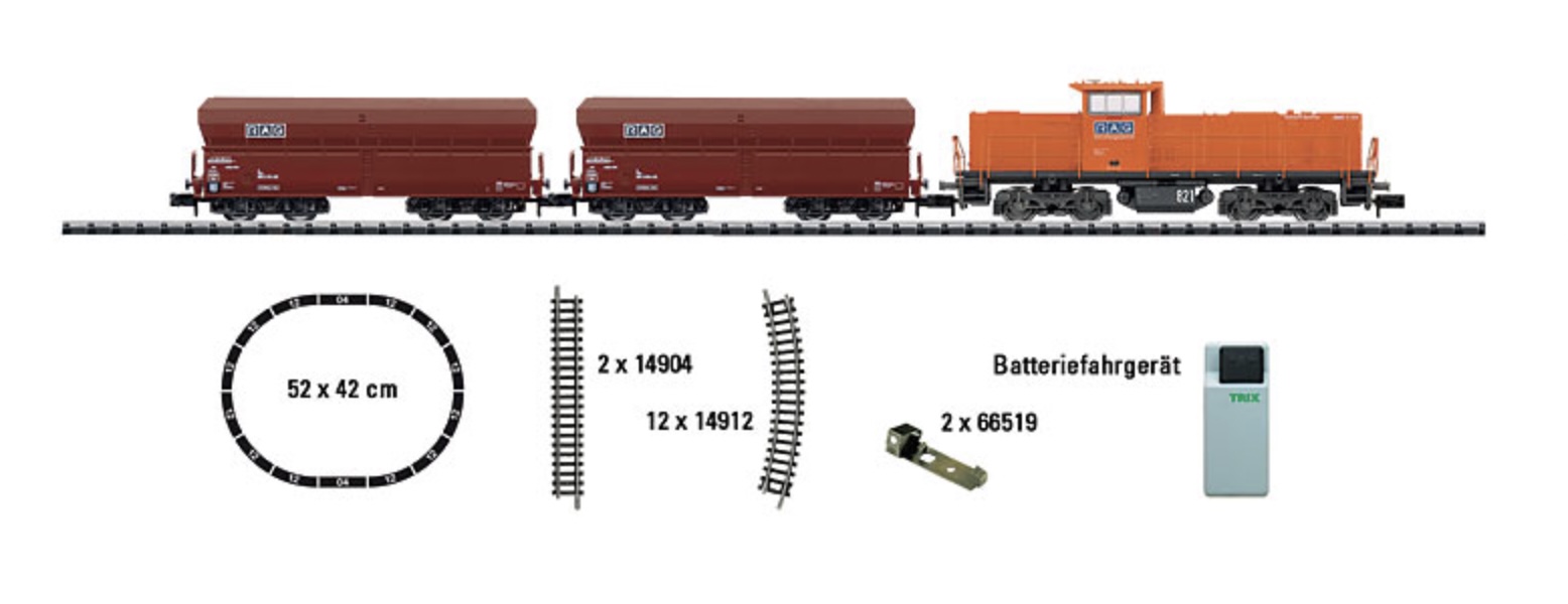 N Scale - Minitrix - 11204 - Mixed Freight Consist, Diesel, Europe, Epoch V - RAG - Diesel Freight Starter Set