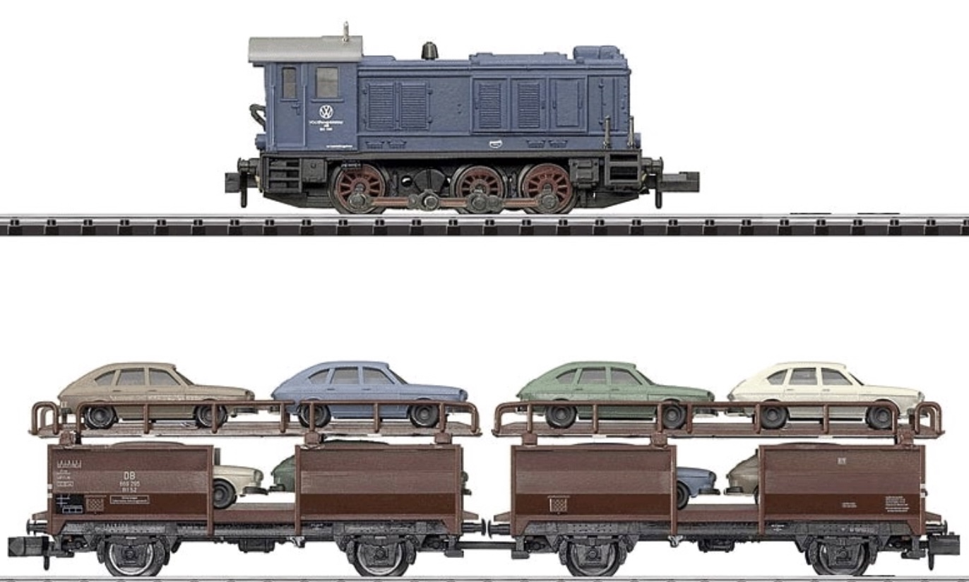 N Scale - Minitrix - 11603 - Freight Train, Europe, Diesel, Epoch III - Deutsche Bundesbahn - Automobile Manufacturer Train Set