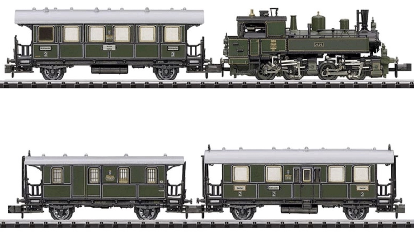 N Scale - Minitrix - 11604 - Passenger Train, Europe, Steam, Epoch I - Royal Bavarian State Railways - Bavarian Local Railroad Train Set