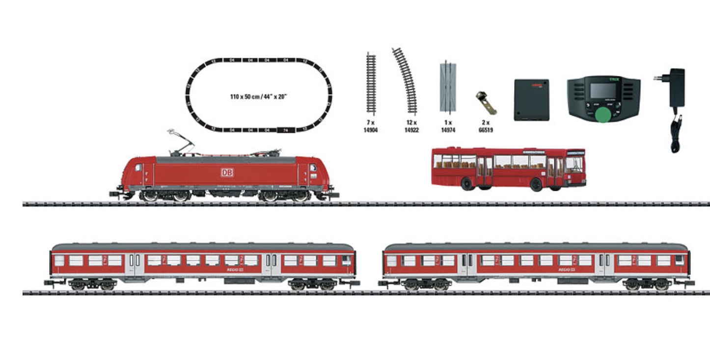 N Scale - Minitrix - 11140 - Mixed Passenger Consist, Europe, Epoch VI - Deutsche Bundesbahn - "Regional Express" Digital Starter Set