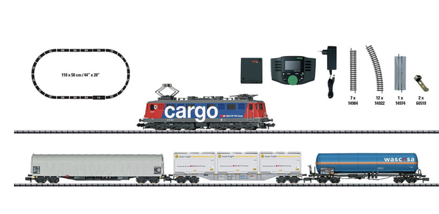 N Scale - Minitrix - 11141 - Mixed Freight Consist, Europe, Epoch VI - SBB CFF FFS - Swiss Federal Railways Freight Service Digital Starter Set