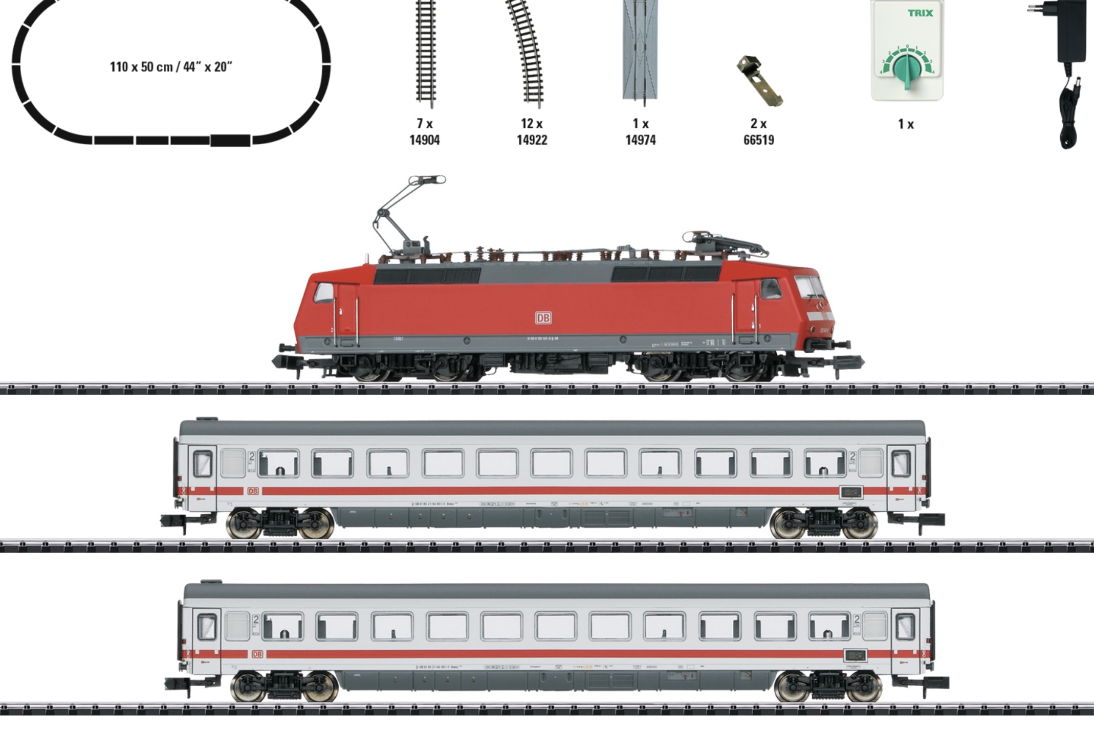 N Scale - Minitrix - 11150 - Mixed Passenger Consist, Europe, Epoch VI - Intercity - "Intercity" Starter Set