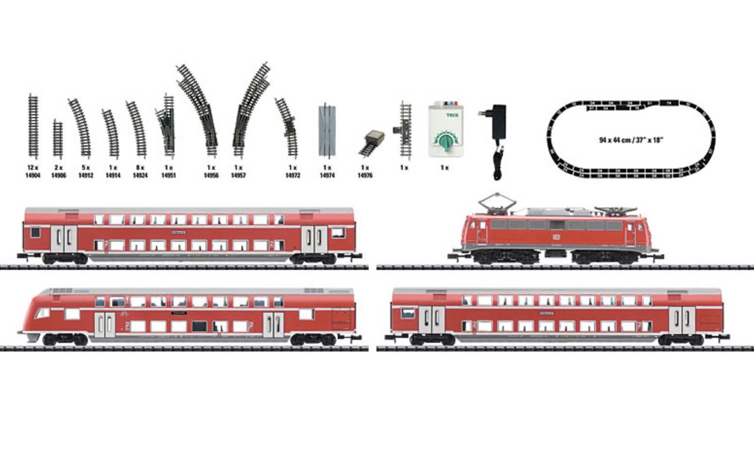 N Scale - Minitrix - 11490 - Mixed Passenger Consist, Europe, Epoch V - DB Regio - "Passenger Train" Starter Set