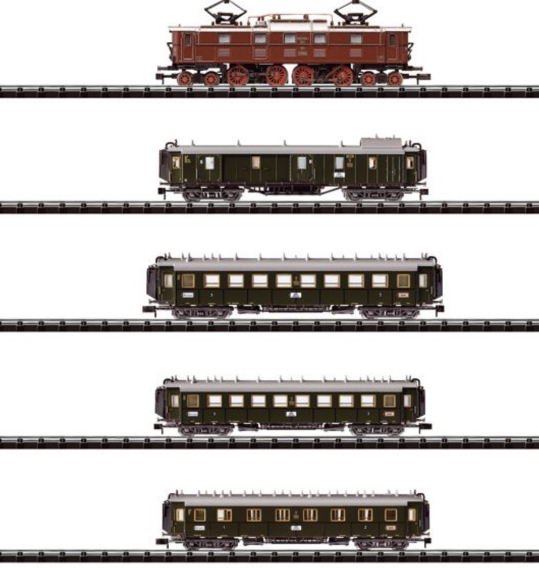 N Scale - Minitrix - 11605 - Mixed Passenger Consist, Europe, Epoch II - Royal Bavarian State Railways - Bavarian Express Train Starter Set