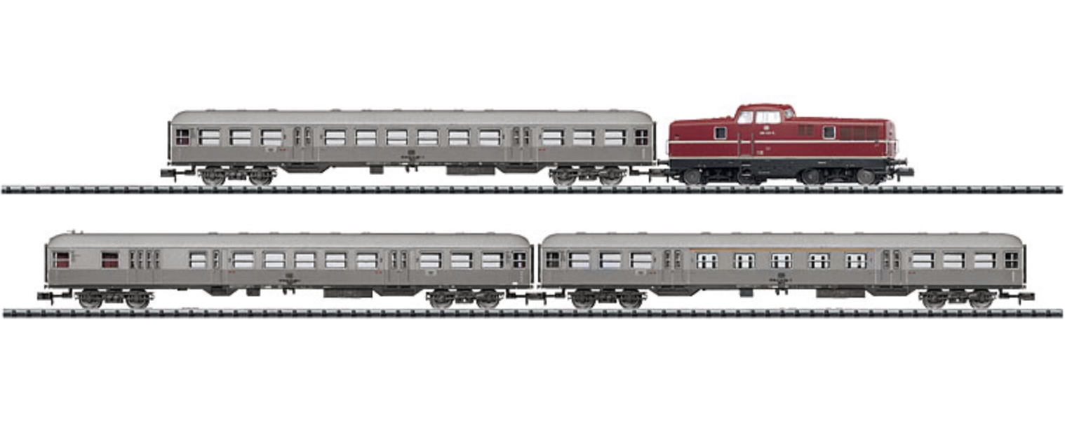 N Scale - Minitrix - 11611 - Mixed Passenger Consist, Europe, Epoch IV - Deutsche Bundesbahn - Commuter Train Set