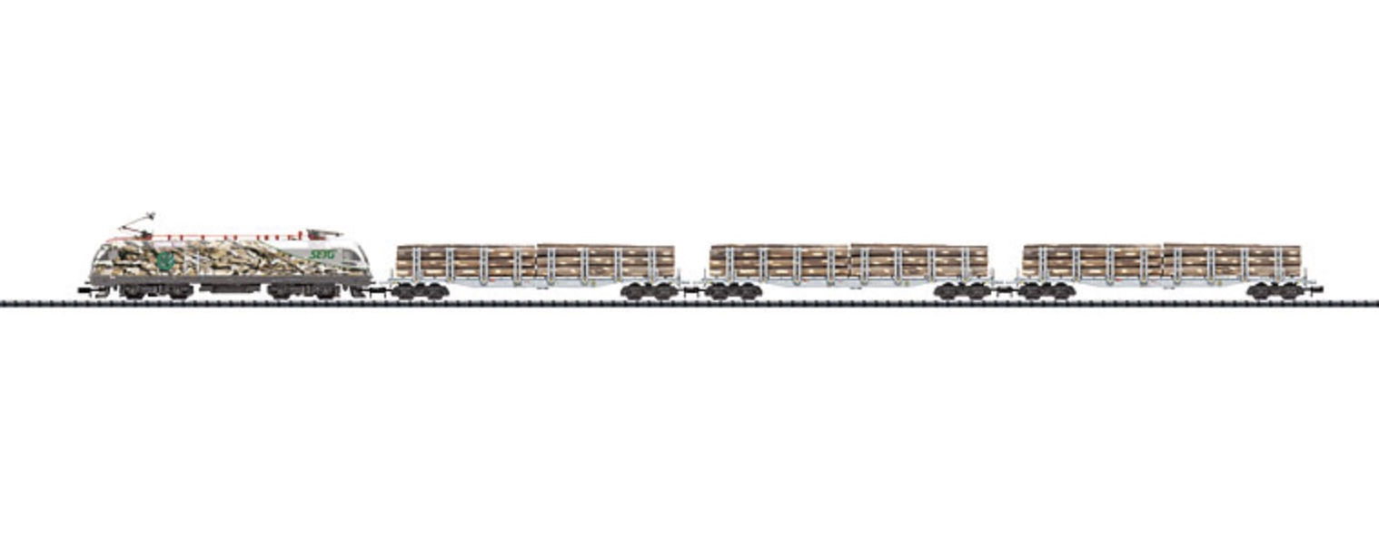 N Scale - Minitrix - 11612 - Mixed Freight Consist, Europe, Epoch IV - SETG - Wood Transport Train Set