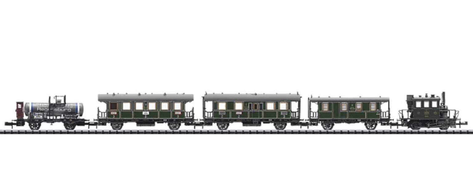 N Scale - Minitrix - 11617 - Mixed Passenger Consist, Europe, Epoch I - Royal Bavarian State Railways - "Walhalla" Train Set