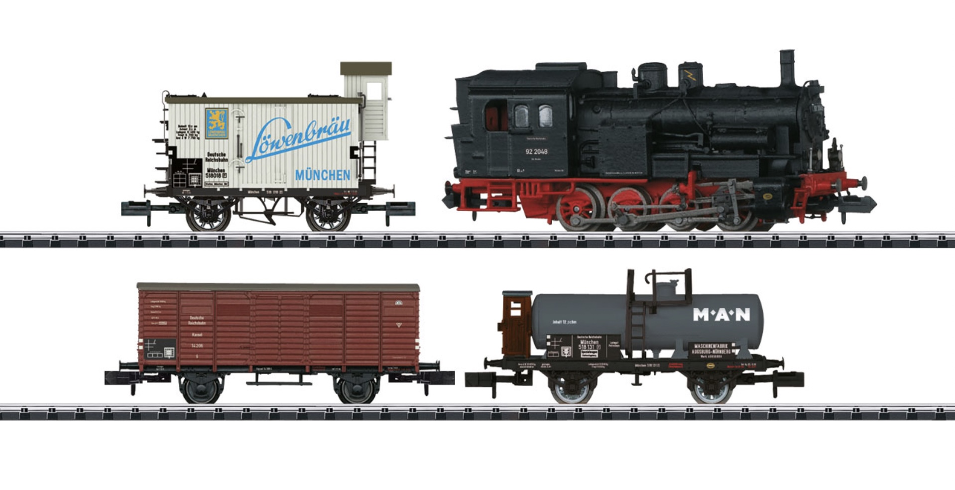 N Scale - Minitrix - 11631 - Mixed Freight Consist, Europe, Epoch II - Deutsche Reichsbahn - "Freight Transport" Train Set