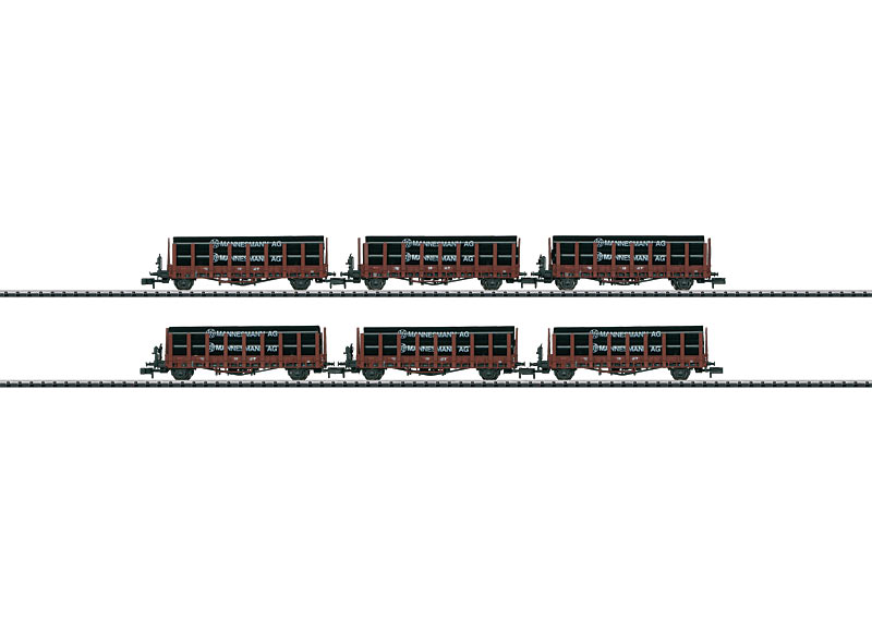 N Scale - Minitrix - 15410 - Flatcar, Stake, Rmrs 31, Epoch III - Deutsche Bundesbahn - 6-Pack