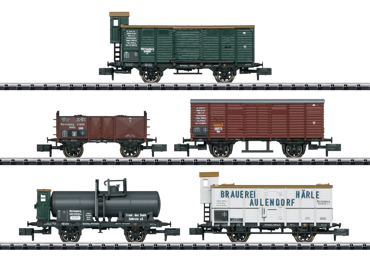 N Scale - Minitrix - 15534 - Mixed Body Style, Freight, Epoch I - Various - 5-Pack