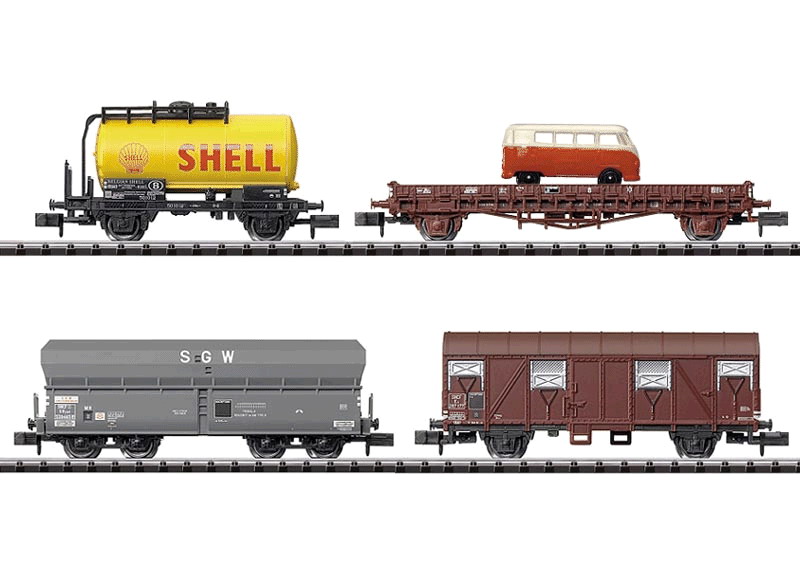 N Scale - Minitrix - 15655 - Mixed Body Style, Freight, Epoch III - Various - 6-Pack