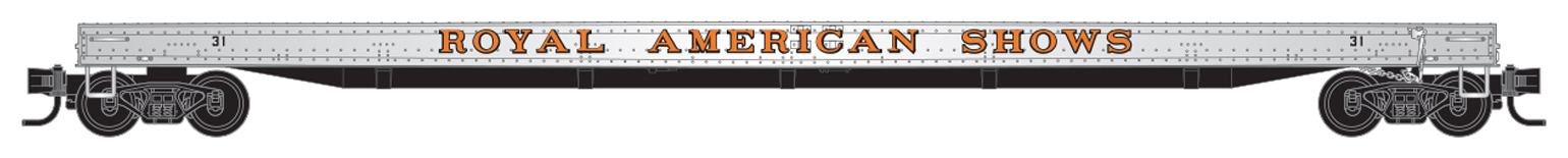 N Scale - Micro-Trains - 139 00 012 - Flatcar, 70 Foot, Straight Side - Royal American Shows - 31