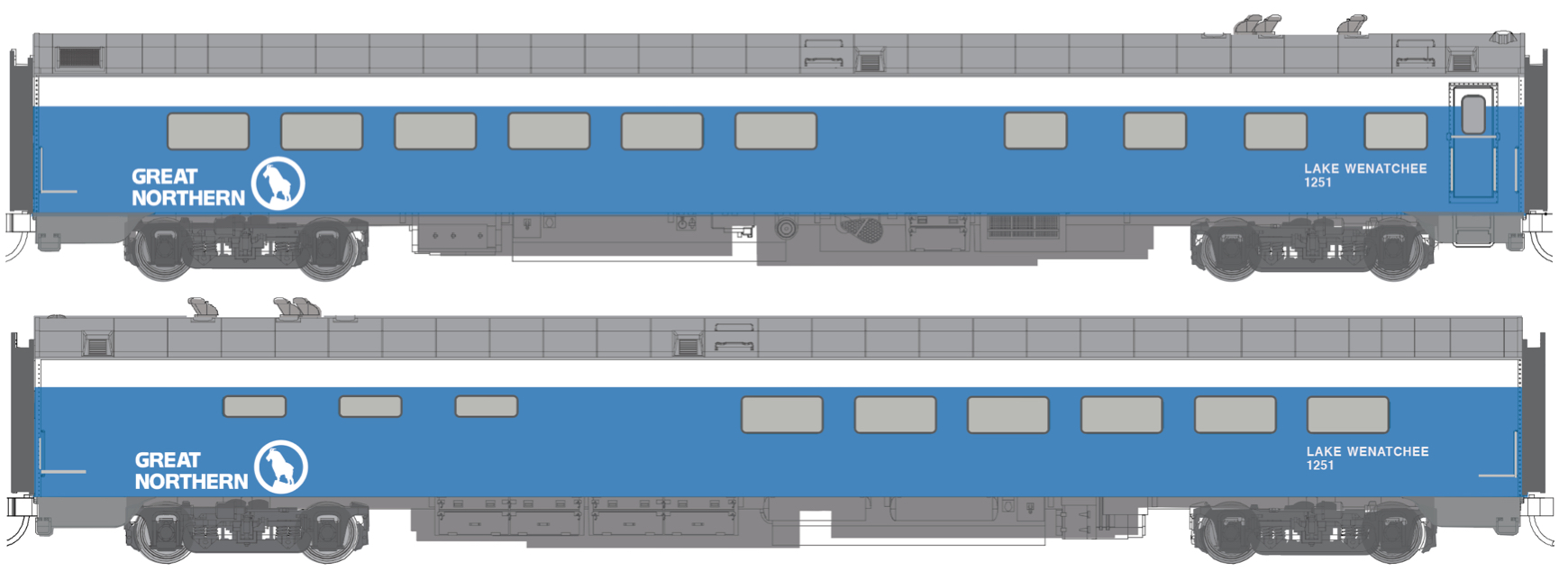 N Scale - RailSmith - 749904 - Passenger Car, Smoothside, Pullman, Dining - Great Northern - Lake Wenatchee - 1251