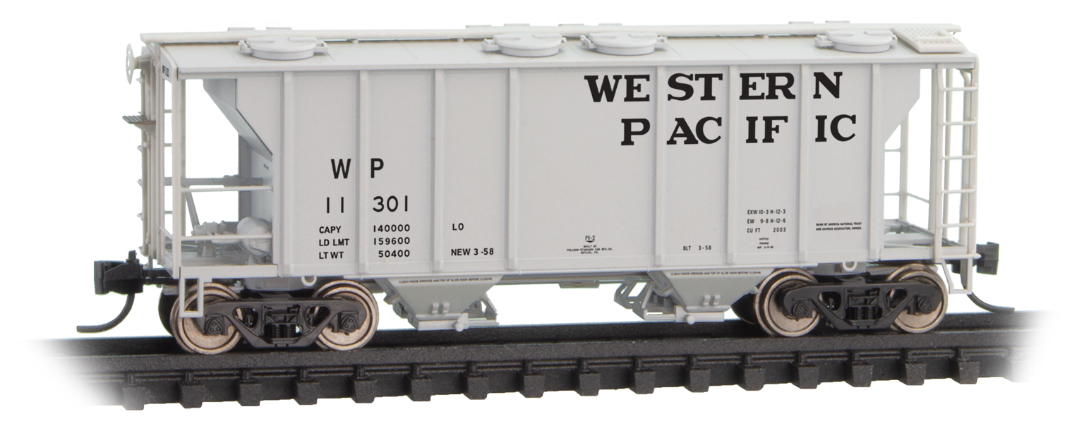 N Scale - Micro-Trains - 095 00 021 - Covered Hopper, 2-Bay, PS2 - Western Pacific - 11301