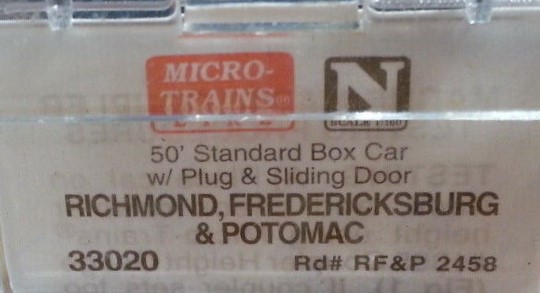 N Scale - Micro-Trains - 33020 - Boxcar, 50 Foot, Steel - Richmond Fredericksburg & Potomac - 2458