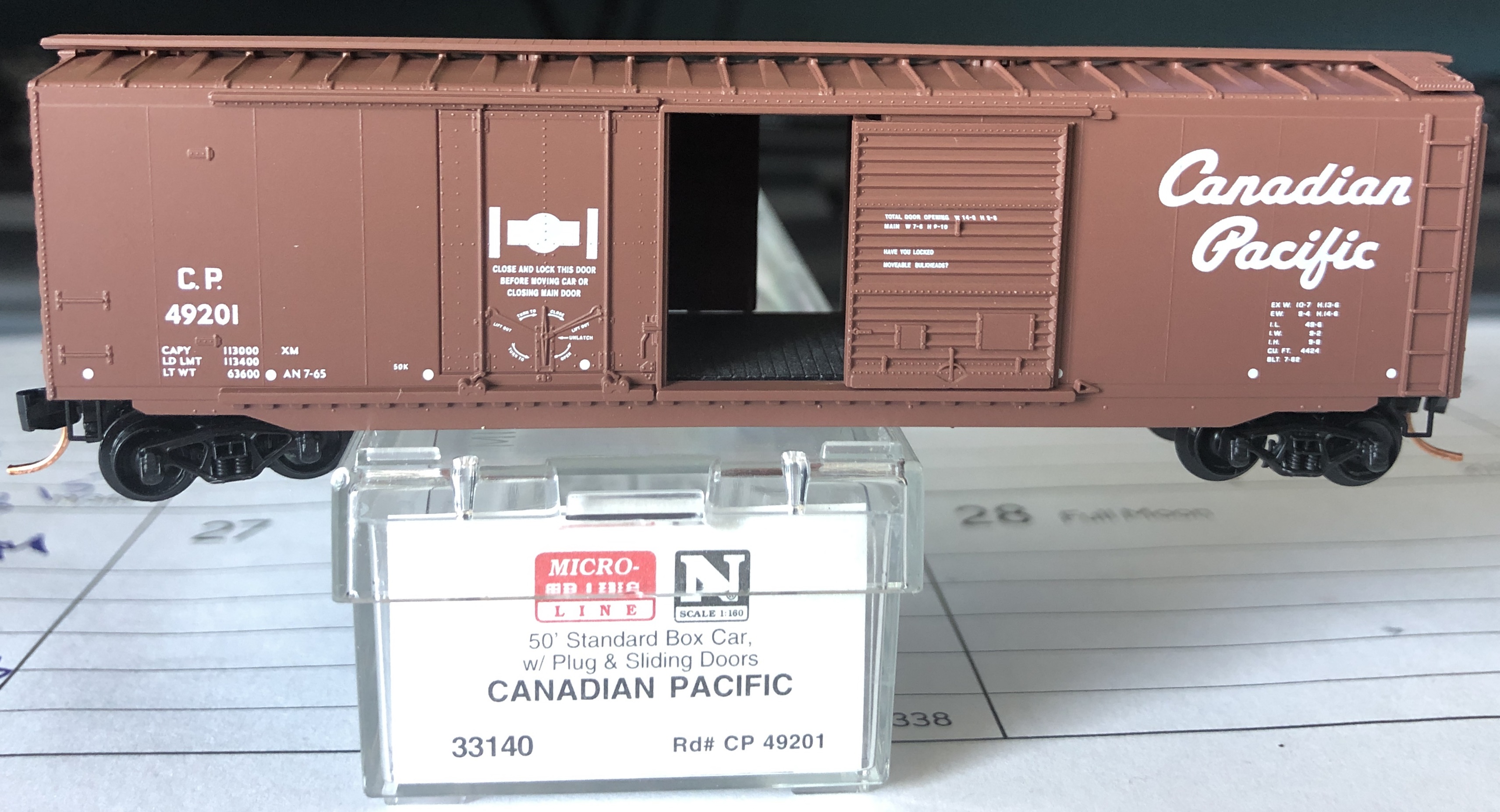 N Scale - Micro-Trains - 33140 - Boxcar, 50 Foot, Steel - Canadian Pacific - 49201