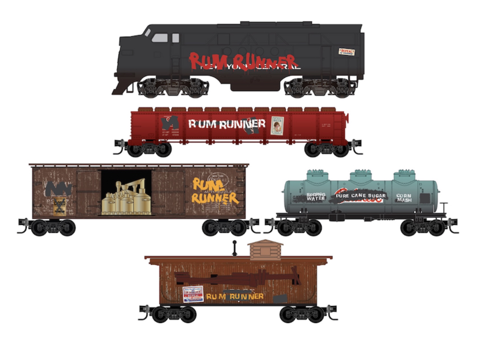 N Scale - Micro-Trains - 993 21 383 - Freight Train, Diesel, North American, Transition Era - Painted/Lettered - 