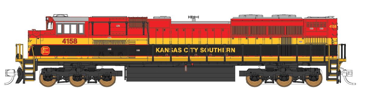 N Scale - Fox Valley - 10176 - Locomotive, Diesel, EMD SD70 - Kansas City Southern - 4164