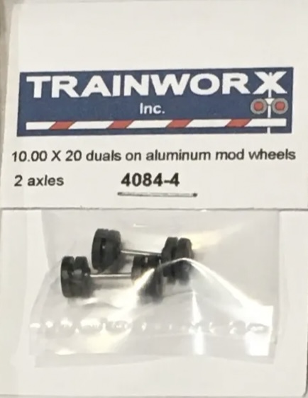 N Scale - Trainworx - 4084-4 - Accessories, Trailers, Wheels - Undecorated - 10.00 x 20 Duals