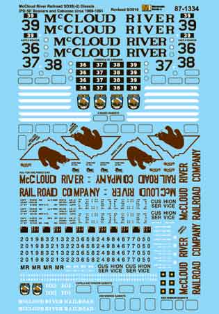 N Scale - Microscale - 60-1334 - Accessories, Decals - McCloud River - Decal Set 1969-1981