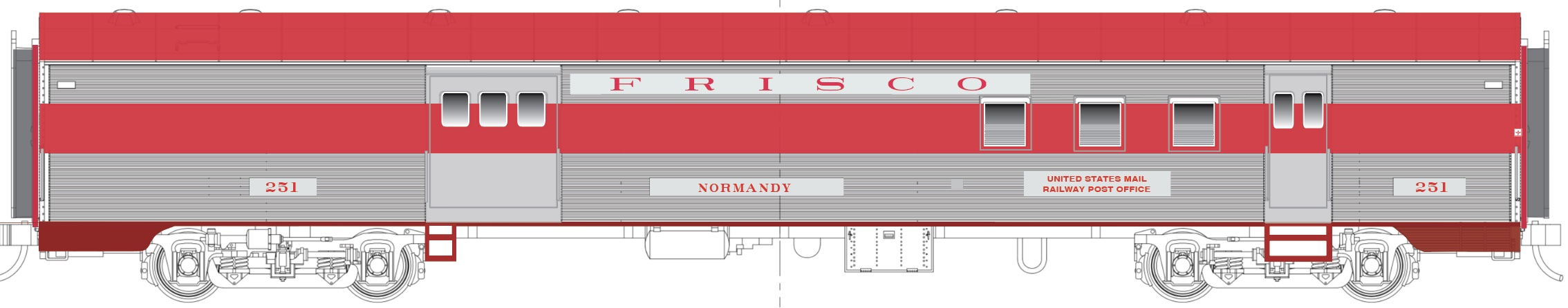 N Scale - RailSmith - 753602 - Passenger Car, Lightweight, Fluted, RPO - Frisco - Normandy - 251
