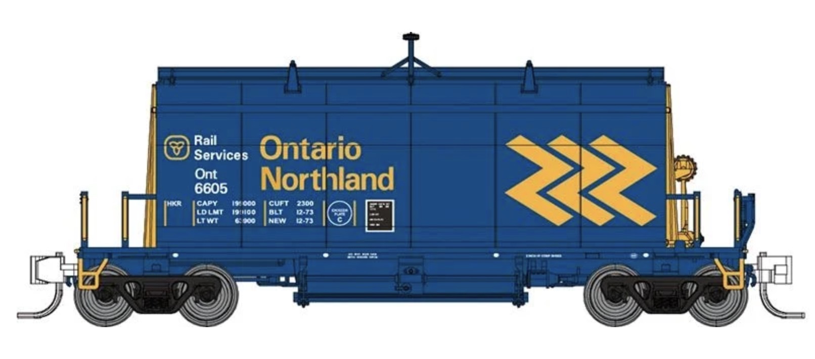 N Scale - Rapido Trains - 543008A - Covered Hopper, Barrel, Ore - Ontario Northland - Random Number - Set #2