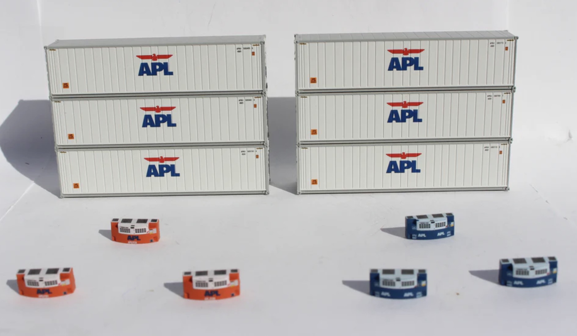 N Scale - Jacksonville Terminal - 406502 - Container, 40 Foot, Hi-Cube, Thermo King Genset - APL Logistics - 6-Pack