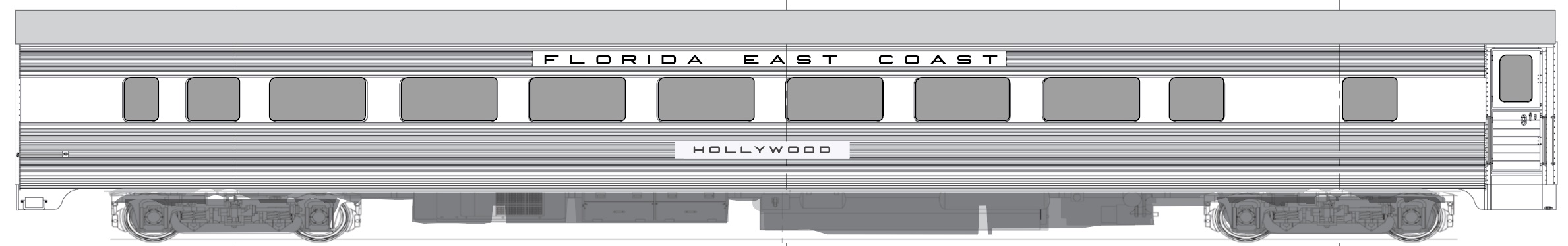 N Scale - RailSmith - 501856B - Passenger Car, Lightweight, Pullman, Coach, 64-Seat - Florida East Coast - Hollywood
