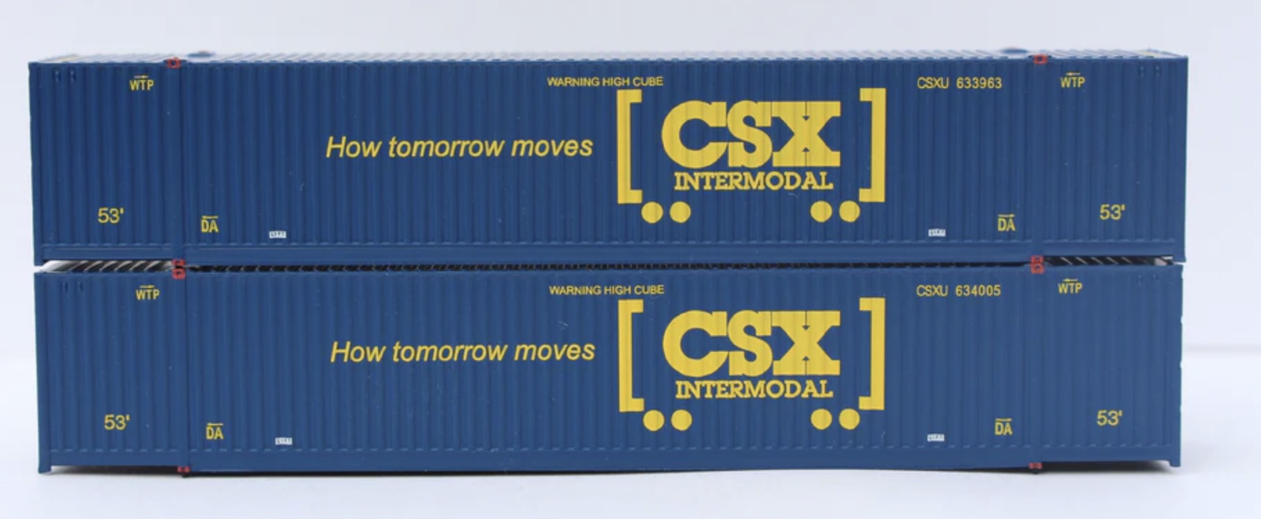 N Scale - Jacksonville Terminal - 537095 - Container, 53 Foot, Corrugated - CSX Transportation - 2-Pack (Set #3)