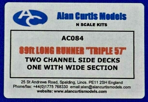 N Scale - Alan Curtis Models - AC084 - Flatcar, 89-Foot, Long Runner Triple 57 - Undecorated