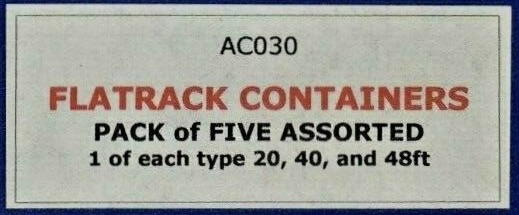 N Scale - Alan Curtis Models - AC030 - Container, Flat Rack - Undecorated - 5-Pack