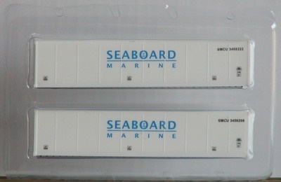 N Scale - The Freight Yard - 2804A - Container, 40 Foot, Smoothside, Dry - Seaboard Marine - 2-pack