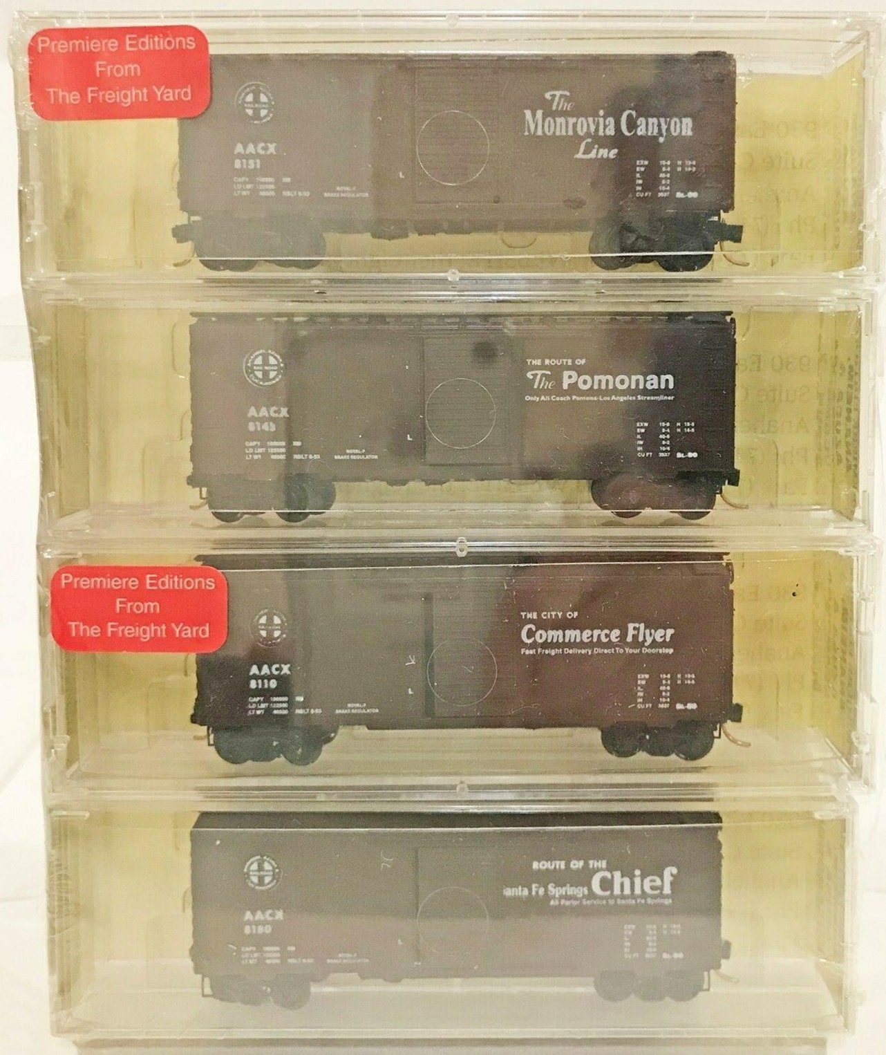 N Scale - The Freight Yard - CHC-030301B - Reefer, 40 Foot, Wood Sheathed - Anaheim, Azusa & Cucamonga - 4-pack