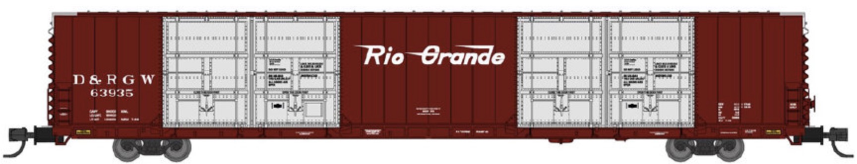N Scale - Bluford Shops - 87340 - Boxcar, 85 or 86 Foot, Auto Parts - Rio Grande - 63935