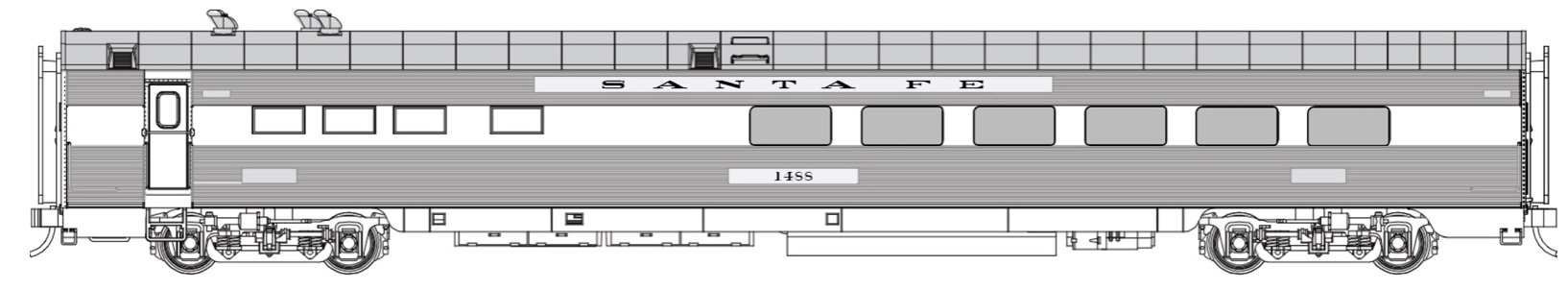 N Scale - RailSmith - 754008 - Passenger Car, Pullman, Fluted, Diner - Santa Fe - 1488