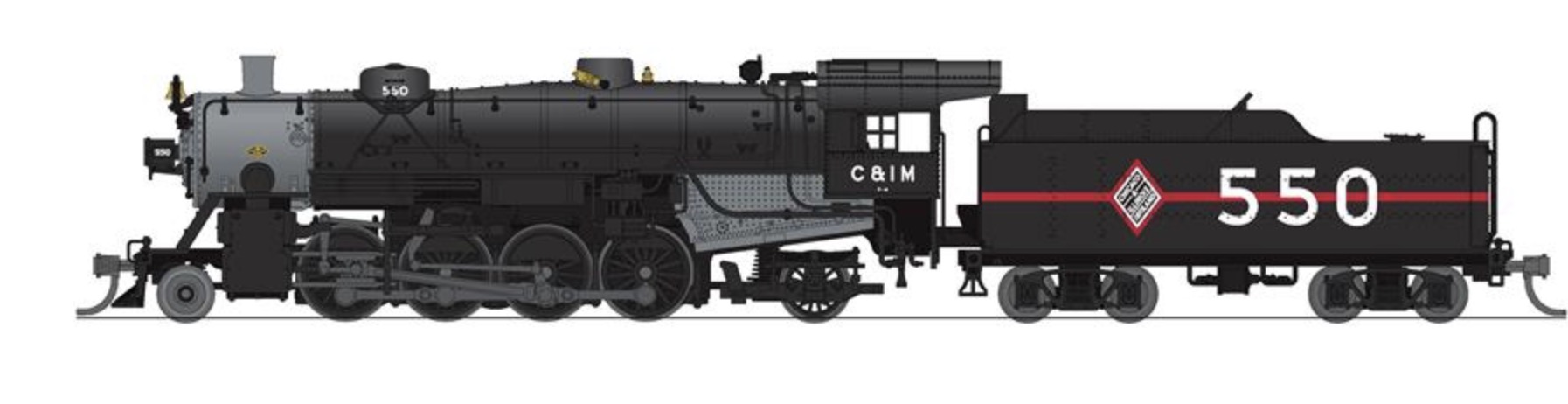 N Scale - Broadway Limited - 7852 - Locomotive, Steam, 2-8-2 Light Mikado - Chicago & Illinois Midland - 550