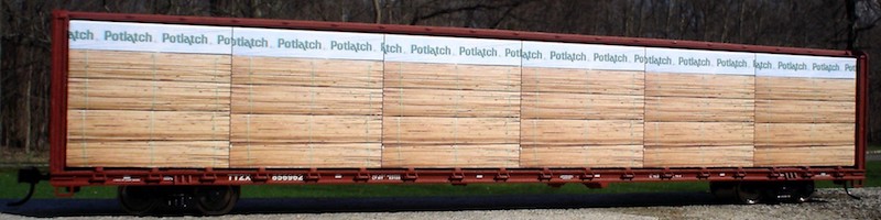 N Scale - Columbus Trainmaster - 72047N - Accessories, Load, Centerbeam,Wrapped - Painted/Lettered - Potlatch - Version #2